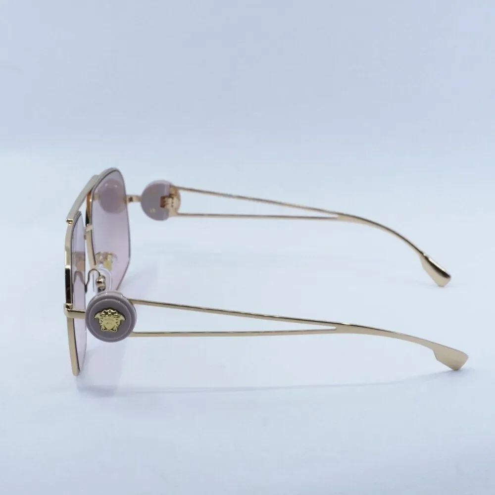Versace VE2269 10027E Sunglasses Gold Geometric Frame, Pink Mirror Lenses - Picture 8 of 14